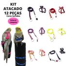 Kit 12 Guia Coleira Peitoral Para Aves Calopsita Revenda Atacado Petshop Loja