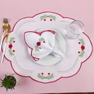 Kit 12 Jogos Americanos Guardanapos De Mesa Redondo Bordado Floral Peônia - Branco Kit 12 Jogos Americanos Guardanapos De Mesa Redondo Bordado Floral Peônia - Branco