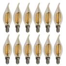 Kit 12 Lâmpadas Filamento Led Vela Bico Torto Âmbar 4W E14 2700K