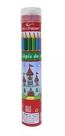 Kit 12 Lápis Cor Na Lata Colorir Desenho Escolar Apontador