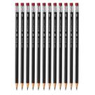 Kit 12 Lapis Escolar Hexagonal Preto HB Com Borracha - Faber-Castell