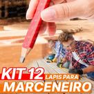 Kit 12 Lápis Marceneiro Profissional Carpinteiro Pedreiro Drywall Construção Civil+ Apontador Vonder