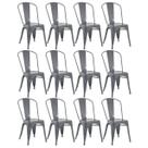 Kit 12 Laráz Cadeiras Iron Tolix Design Cinza escuro