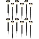 Kit 12 Luminária Espeto Solar Jardim Recarregá Led Bc Quente