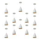 Kit 12 Luminária Pendente Bala Nova Com Interior Cobre Com Fiação 110/220v