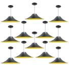 Kit 12 Luminária Pendente Chapéu Chinês Com Interior Amarelo Com Fiação 110/220v