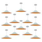 Kit 12 Luminária Pendente Chapéu Chinês Com Interior Laranja Com Fiação 110/220v