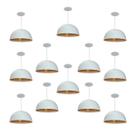 Kit 12 Luminária Pendente Meia Lua 24cm Com Interior Cobre Fiação 110/220v