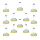 Kit 12 Luminária Pendente Meia Lua 24cm Interior Amarelo Com Fiação 110/220v