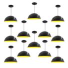 Kit 12 Luminária Pendente Meia Lua 34cm Com Interior Amarelo Com Fiação 110/220v Kit 12 Luminária Pendente Meia Lua 34cm Com Interior Amarelo Com Fiação 110/220v