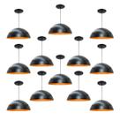 Kit 12 Luminária Pendente Meia Lua 34cm Com Interior Laranja Com Fiação 110/220v Kit 12 Luminária Pendente Meia Lua 34cm Com Interior Laranja Com Fiação 110/220v