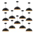 Kit 12 Luminária Pendente Meia Lua 40cm Interior Cobre Fiação 110/220v