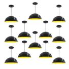 Kit 12 Luminária Pendente Meia Lua 50cm Interior Amarelo Com Fiação 110/220v