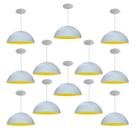 Kit 12 Luminária Pendente Meia Lua 50cm Interior Amarelo Com Fiação 110/220v