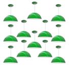 Kit 12 Luminária Pendente Meia Lua 50cm Interior Branco Brilho Com Fiação 110/220v