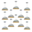 Kit 12 Luminária Pendente Meia Lua 50cm Interior Cobre Com Fiação 110/220v