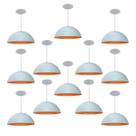Kit 12 Luminária Pendente Meia Lua 50cm Interior Laranja Com Fiação 110/220v