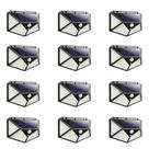 Kit 12 Luminaria Solar De Parede 100 Leds Com Sensor de Movimento Preta