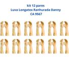 Kit 12 Luva Limpeza Longatex Ranhurada Danny Serviços Gerais CA 9567