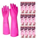 Kit 12 Luvas Látex Rosa Antiderrapante Borracha Grossa