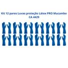 Kit 12 Luvas Proteção Látex Azul PRO S 137 Mucambo Limpeza Serviços Gerais Multiuso CA 4429