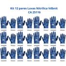 Kit 12 Luvas Proteção Nitrílica Punho Lona Produtos Químicos VDBNIT Volk CA 25116