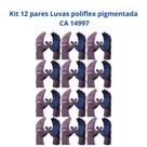Kit 12 Luvas Proteção Poliflex Pigmentada Cinza antiderrapante Danny CA 14997 Kit 12 Luvas Proteção Poliflex Pigmentada Cinza antiderrapante Danny CA 14997