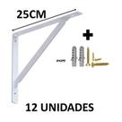 Kit 12 Mão Francesa Cantoneira Prateleira 25cm + Parafusos