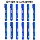 Kit 12 marcador permanente pincel atômico canetão azul lyke