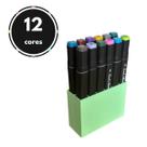Kit 12 Marcadores Ponta Dupla Caneta Touch com Suporte Organizador Cores Verde Lilás Colorir Kit 12 Marcadores Ponta Dupla Caneta Touch com Suporte Organizador Cores Verde Lilás Colorir