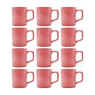 kit 12 Mini Canecas Chá 80mL Xícaras Rosa Café Expresso