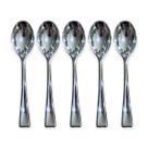 Kit 12 Mini Colher Prata Plástico Descartável 9.8cm Festa
