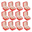 Kit 12 Mini Porta Joias Bijuteria armazenamento de colar Anéis Estojo Portátil viagem lembrancinha casamento 15 anos varias cores escolha a sua