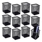 Kit 12 Organizador Porta Caneta Escritório Preto Metal Aramado