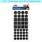 Kit 12 Pacotes Feltro Protetor Sortidos 40 Un Cada Preto