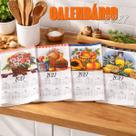 Kit 12 Pano De Prato Calendário 2027 4 Estampas Sortidas Cozinha Louça Dia a Dia