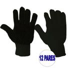 Kit 12 pares de luvas de malha pigmentada tricotada preta - Carbografite Kit 12 pares de luvas de malha pigmentada tricotada preta - Carbografite