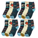 Kit 12 Pares de Meia Infantil Menino Cano Longo 6-8 anos Cores e Estampas Sortidas Tamanho 23-27