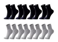 Kit 12 Pares de Meias Masculinas Cano Longo Sport na Cor Preta e Cinza