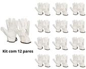Kit 12 pares luva couro vaqueta punho 7 cm tamanho 10 g - marca super safety