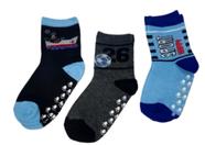 Kit 12 Pares Meia Infantil 6 A 8 Anos Menino Antiderrapante
