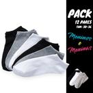 Kit 12 Pares Meia Soquete Infantil Unissex Branca Preta Sortida 30-36 917