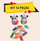KIT 12 Pç Massinha de Modelar Moldes e Copo Panda Festas Lembrancinhas Presentes Aniversários