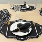 Kit 12 Pçs 6 Lugares Mesa Posta Sousplat Jogo Americano Churrasco Bordado Preto