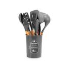 Kit 12 Pçs Utensílios de Cozinha em Silicone Cabo Madeira