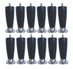 Kit 12 Pé Cama Box Queen Bipart Baú Rubi Preto cromado 12cm
