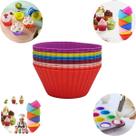 Kit 12 Peças Forma de Silicone Cupcake Doces Docinhos Mini Muffin Forminhas Assadeira Festas Airfryer Cozinha - Sortida