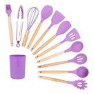 Kit 12 Peças Jogo de Cozinha de Silicone Resistente a Altas Temperaturas Utensílios - Roxo