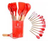 Kit 12 Peças Talher De Cozinha Utensilios Silicone Decoração
