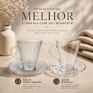 Kit 12 Peças Xícaras Com Pires em Vidro Transparente Chá Café